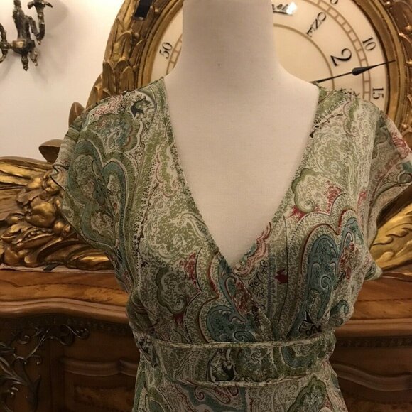 CATO. Lined Chiffon Dress with FULL Skirt. Midi or Max. Size 6. Sleeve Cap. B13 - Picture 2 of 7